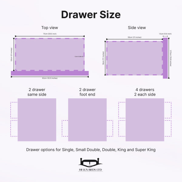Ice Cube Divan Bed with 20" Headboard