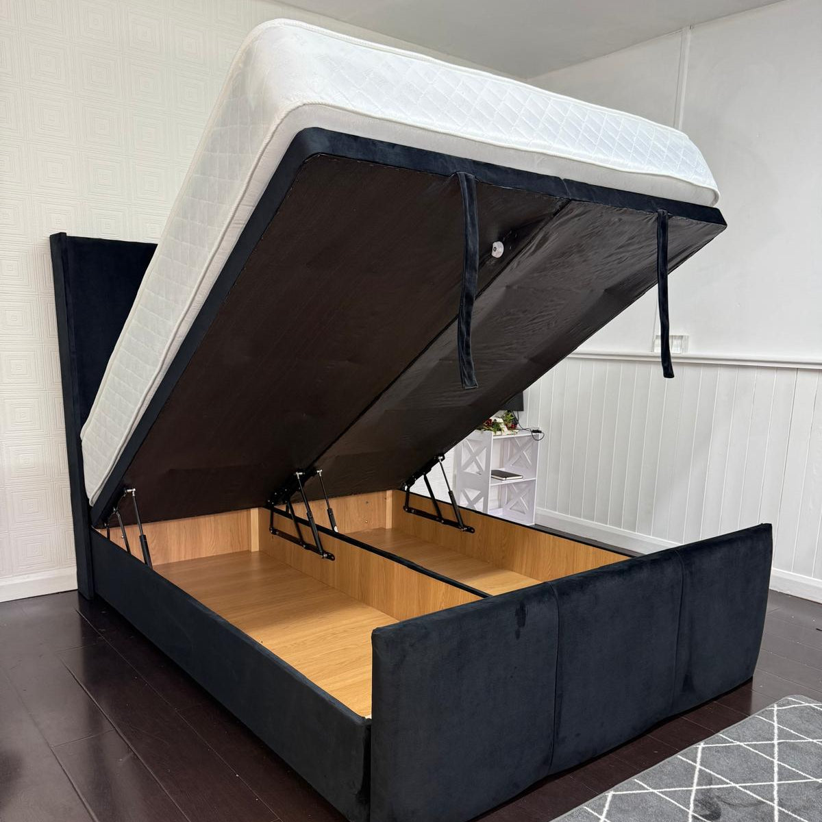 Luka Lined Down Storage Ottoman Divan Bed