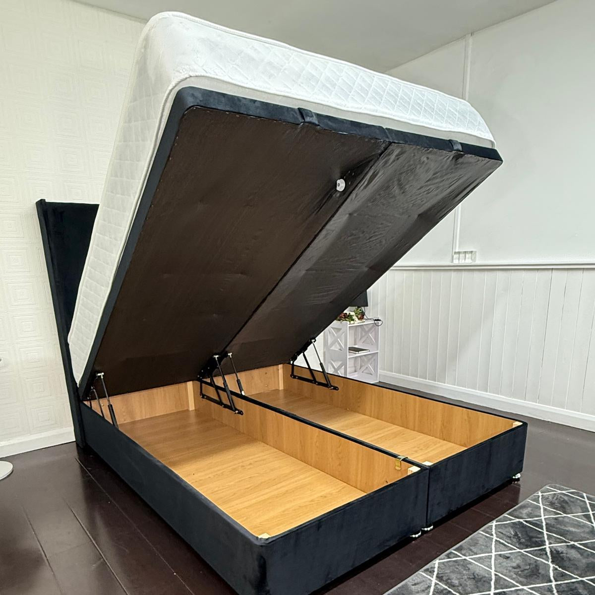 Luka Lined Down Storage Ottoman Divan Bed